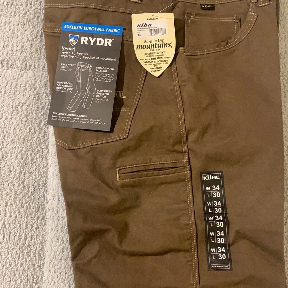 Kuhl Rydr work hike pants brown NWT